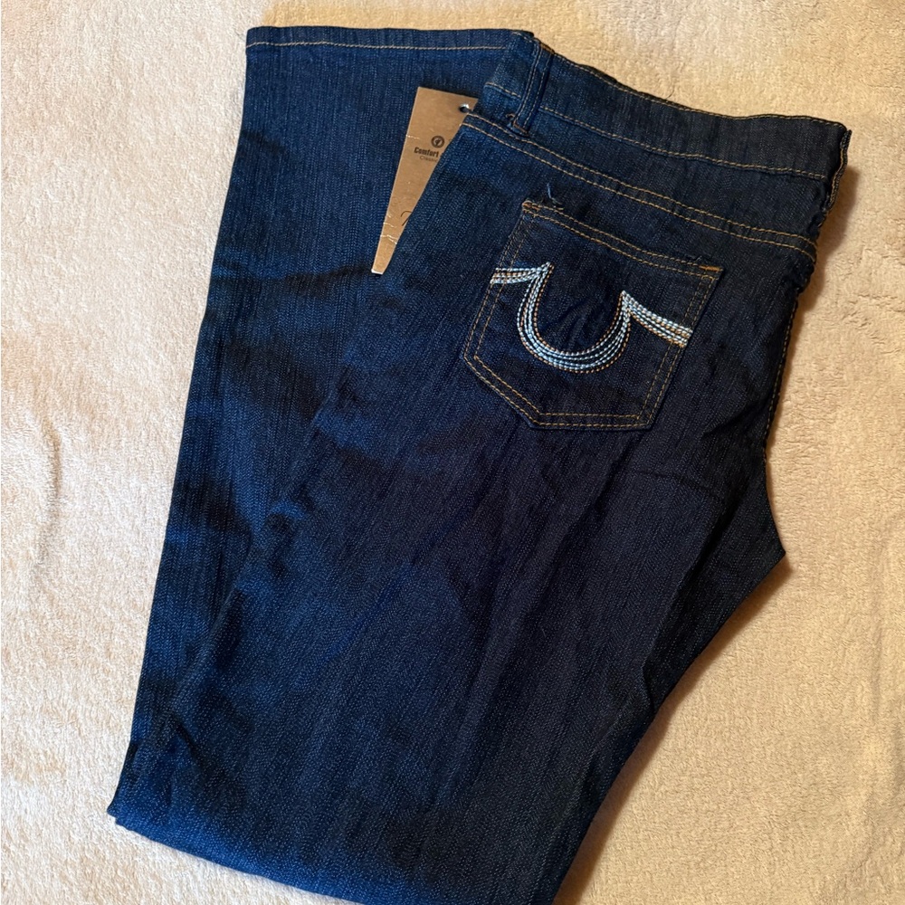 Top Jhon Dark Blue Denim Jeans with Embroidered Pocket Size 13/14 NWT